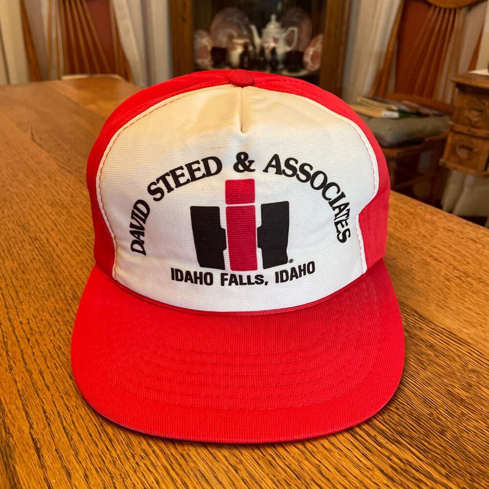 Men's Vintage David Steed & Associates IF, Idaho Red/White Snapback Trucker Hat - Picture 2 of 11